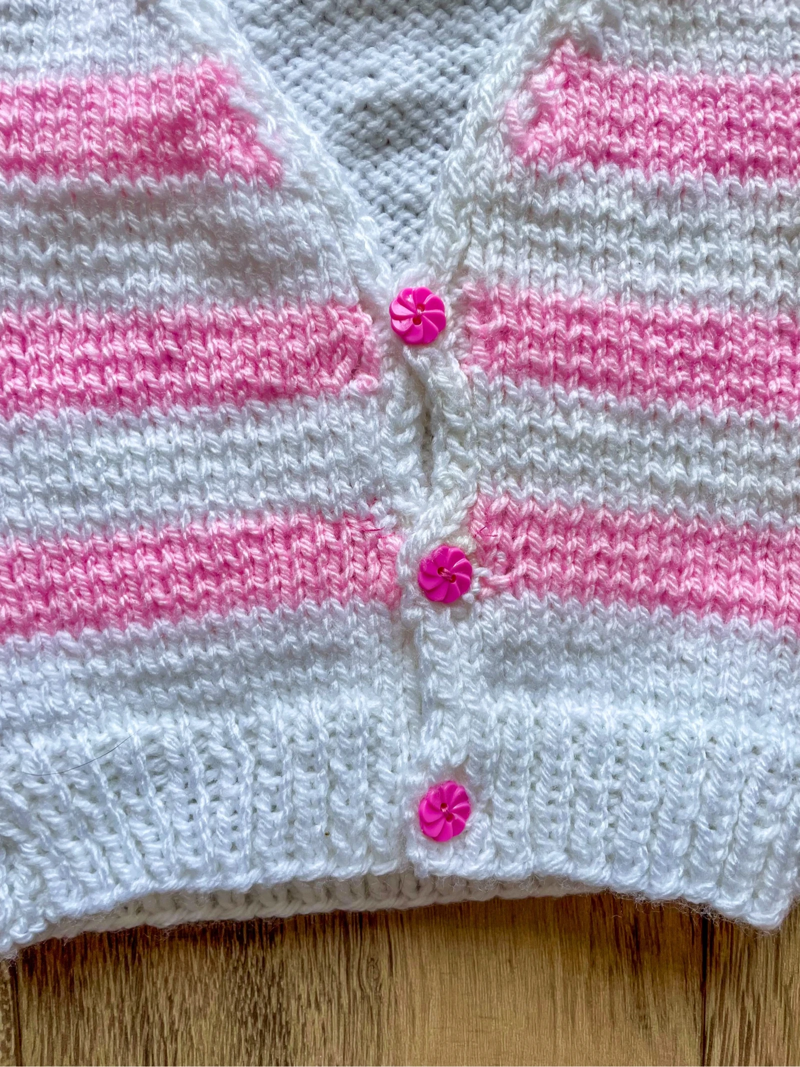Lot of handmade white and pink striped baby girl vests size 3 months – photo 7
